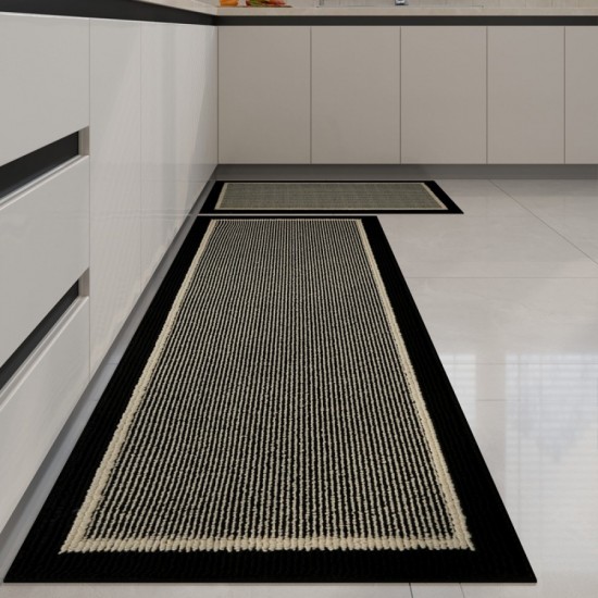 Cross-border kitchen mat, absorbent, non-slip, stain-resistant, waterproof, and oil-resistant, imitation wool woven entrance mat.