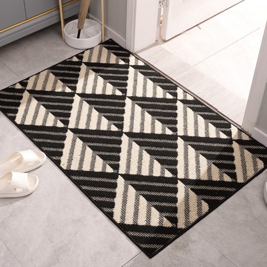 Cross-border flocked three-piece bathroom floor mat set, absorbent and non-slip bedroom bedside rugs