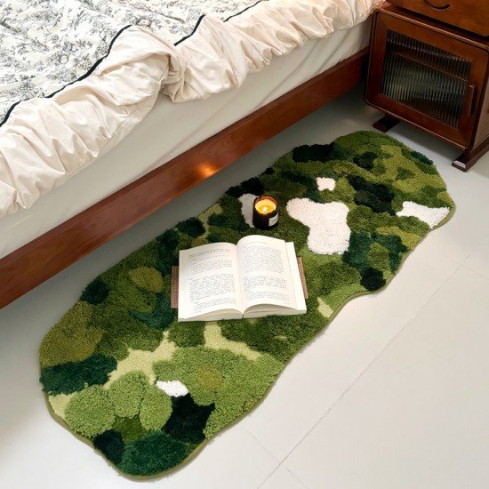 Forest moss carpet, bedroom bedside rug, thick plush, living room sofa and chair mat, quick-drying absorbent bathroom mat.