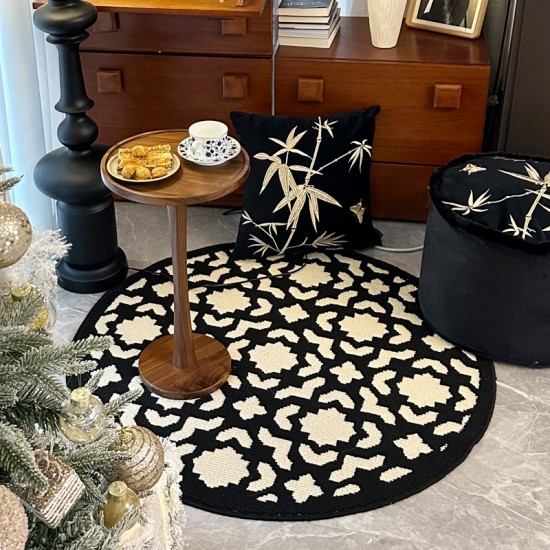 High-end round household carpets Vintage-style soft, formaldehyde-free, imitation wool floor mats for bedroom, living room, and closet chairs.