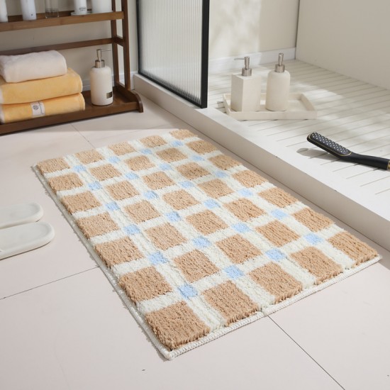 Cream-style absorbent bathroom mats, black and white heart-shaped doormats, non-slip bedroom bedside mats