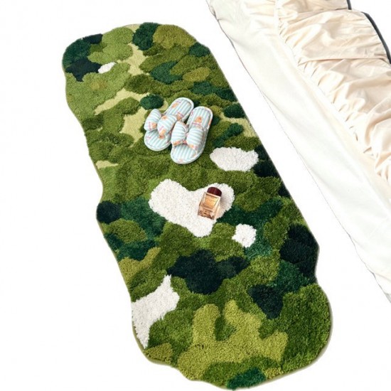 Forest moss carpet, bedroom bedside rug, thick plush, living room sofa and chair mat, quick-drying absorbent bathroom mat.