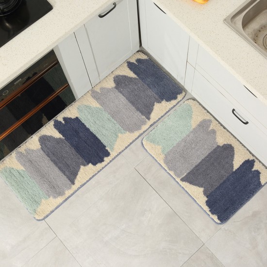 Rustic, insole-style bathroom and toilet carpets. Fresh, forest-style absorbent bathroom floor mats with a non-slip feel.