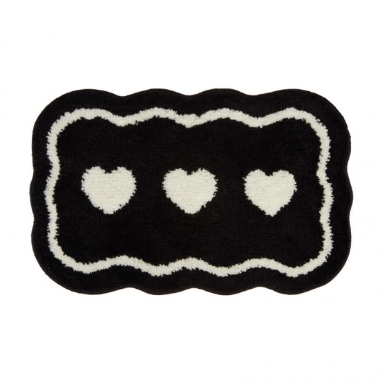 Cross-border Instagram-style black and white absorbent bathroom mat, thickened, plush, non-slip bathroom mat, flocked rug.